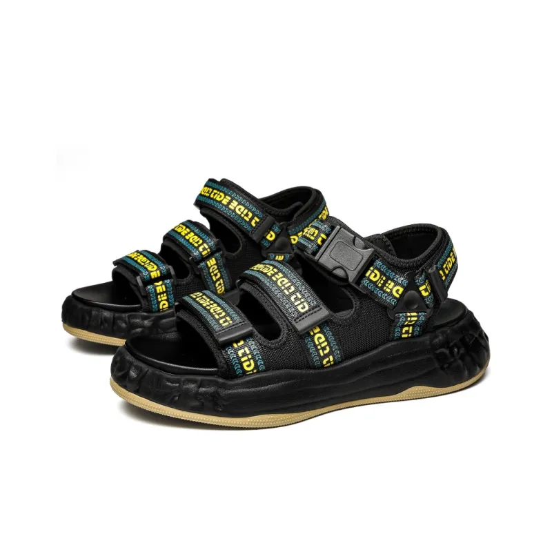 FAPAI Beach Sandals Men Apricot/Black Green-8