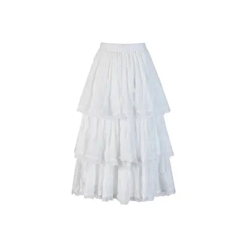 Wen Shan Casual Long Skirts Women's White