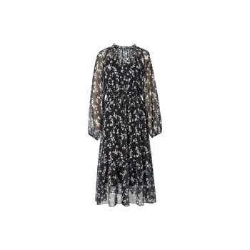 Hopeshow Skirt Set Women's Black Background With Flowers