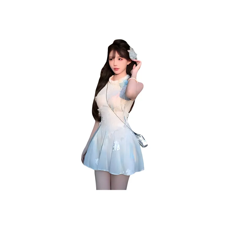 Flowers In Water Sleeveless Dress Women's-0