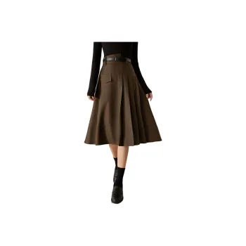 Mo Han Yi Mei Casual Long Skirt Women's Coffee Brown