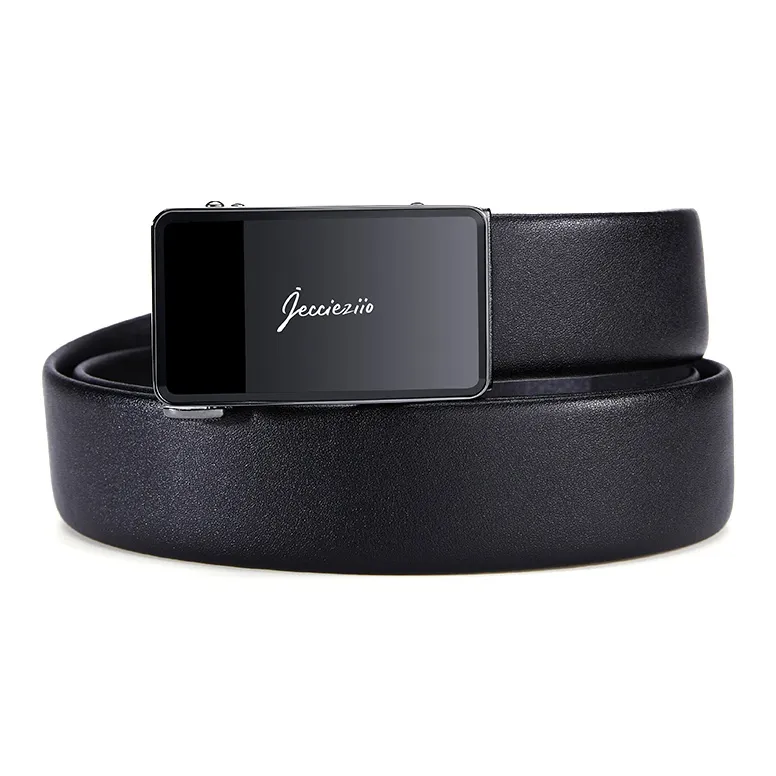 Jeccieziio Cow Leather Belts Men's Gunmetal Width 3.8cm, Writing A Greeting Card, Printing Photos-3