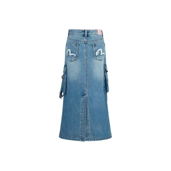 EVISU Casual Long Skirts Women's Denim Blue