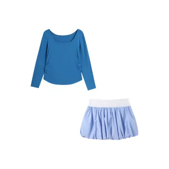 GLEE DIARY Skirt Set Women's Blue
