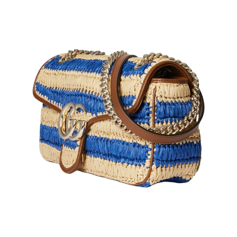 GUCCI GG Marmont Viscose Shoulder Bag Medium Size Women's Blue & Beige-1