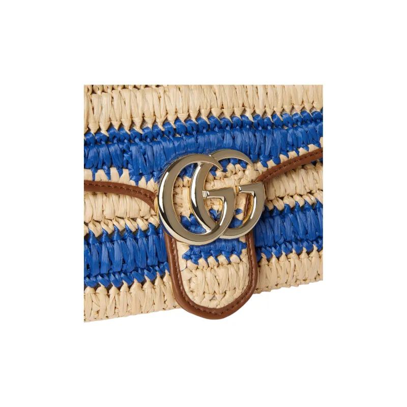 GUCCI GG Marmont Viscose Shoulder Bag Medium Size Women's Blue & Beige-5