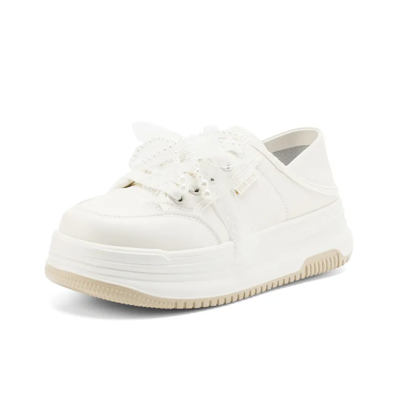 FIVE PLUS Anti Slip Wear Resistant Low Top Skateboard Shoes Women's Beige-1