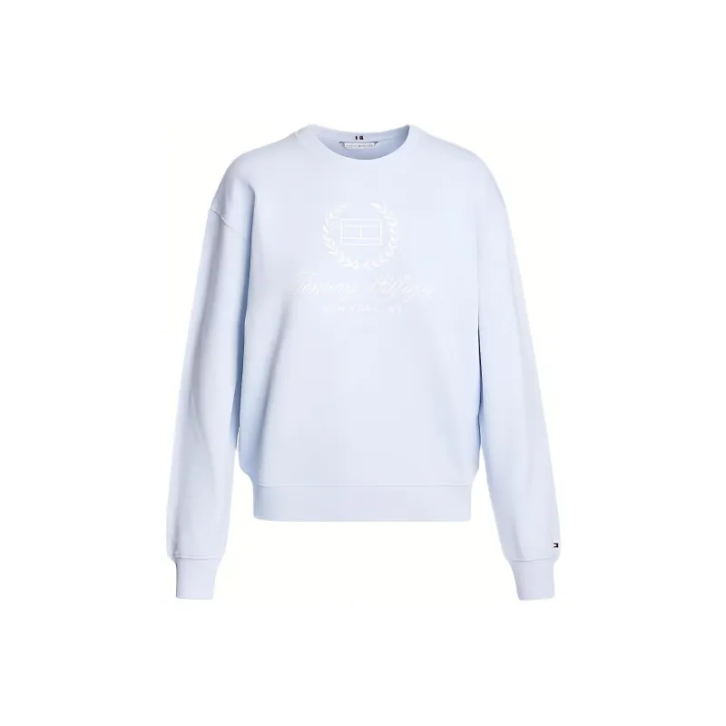 Tommy Hilfiger Crew Neck Logo Sweatshirt Sweatshirt Women's Light Blue-0