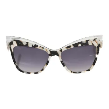 Frankie Morello Acetate Mother Of Pearl Irregular Shape Sunglasses Women's Black