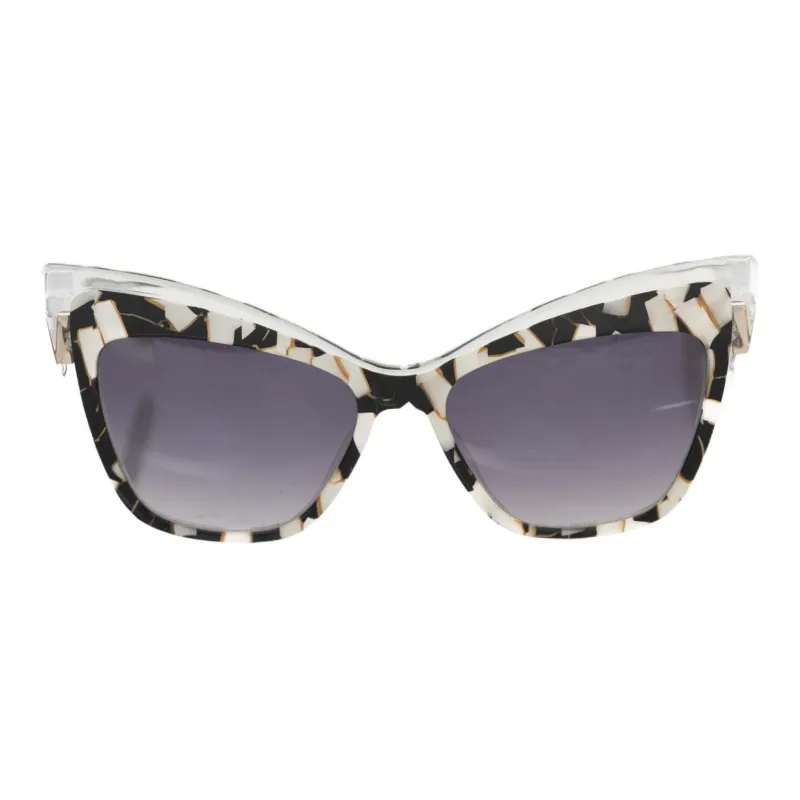 Frankie Morello Acetate Mother Of Pearl Irregular Shape Sunglasses Women's Black-0