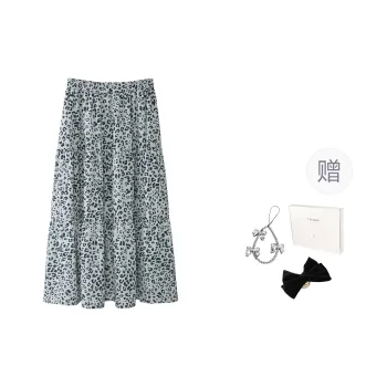 Fstudio Korean Style Petite High Rise A Line Slimming Half Length Casual Long Skirt Women's Gray