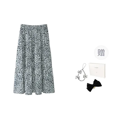 Fstudio Korean Style Petite High Rise A Line Slimming Half Length Casual Long Skirt Women's Gray