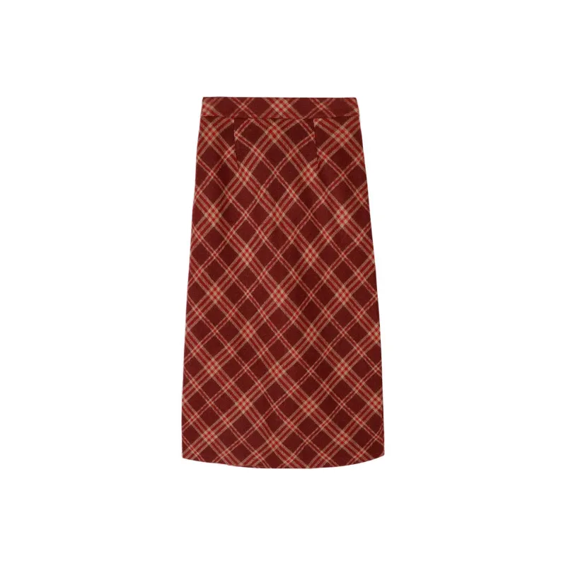 XINBANGBANG Casual Long Skirts Women's Red-0