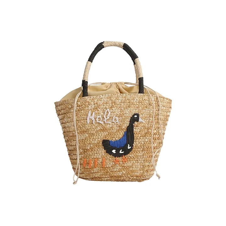 YZUE Straw Woven Tote Bag, Handbag, Shoulder Bag Small Medium Large Size Women's Apricot-7