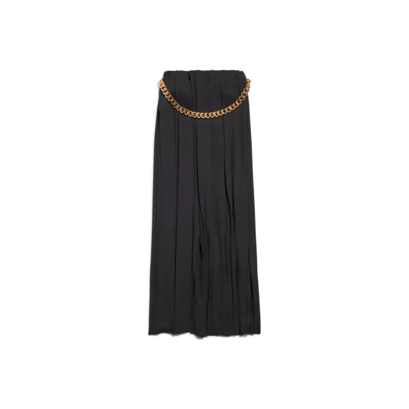 Balenciaga Chunky Chain Pleated Maxi Skirt-0