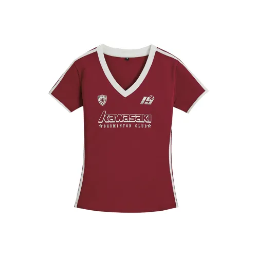 Kawasaki Small Waist Series Badminton Jersey Women's Burgundy