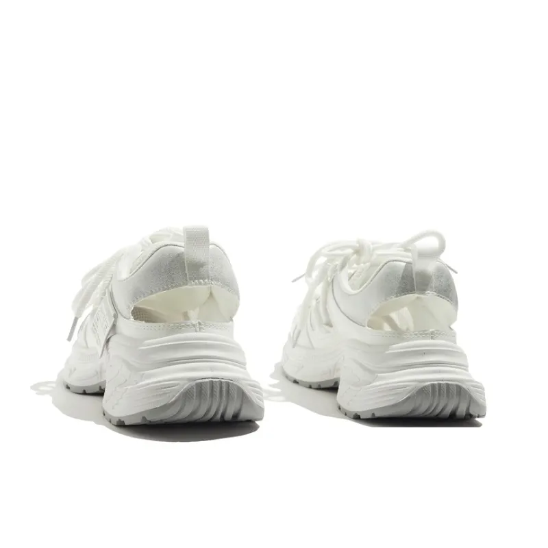 MEAKKEA Breathable, Balanced, Lightweight Low Top Chunky Sneakers Women's White Gray-2