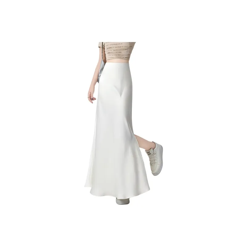 HTHK Casual Long Skirt Women's Black/White/Gold/Purple-5