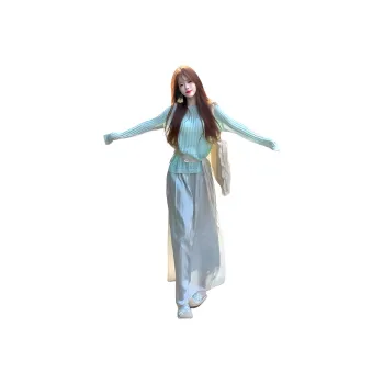 ZCDECO Two Piece Skirt Sets Women's Green+Blue