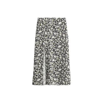 H&M Casual Long Skirts Women's Black/White Floral