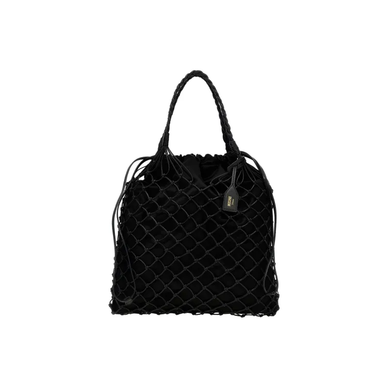 MOSCHINO Nappa Leather Tote Bag, Shopping Bag, Handbag Women's Black-0
