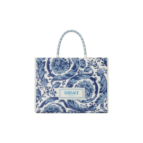 FANSIZHE Barocco Viscose Neoprene Bag, Shopping Bag, Crossbody Bag, Handbag Medium Size Women's Blue & White