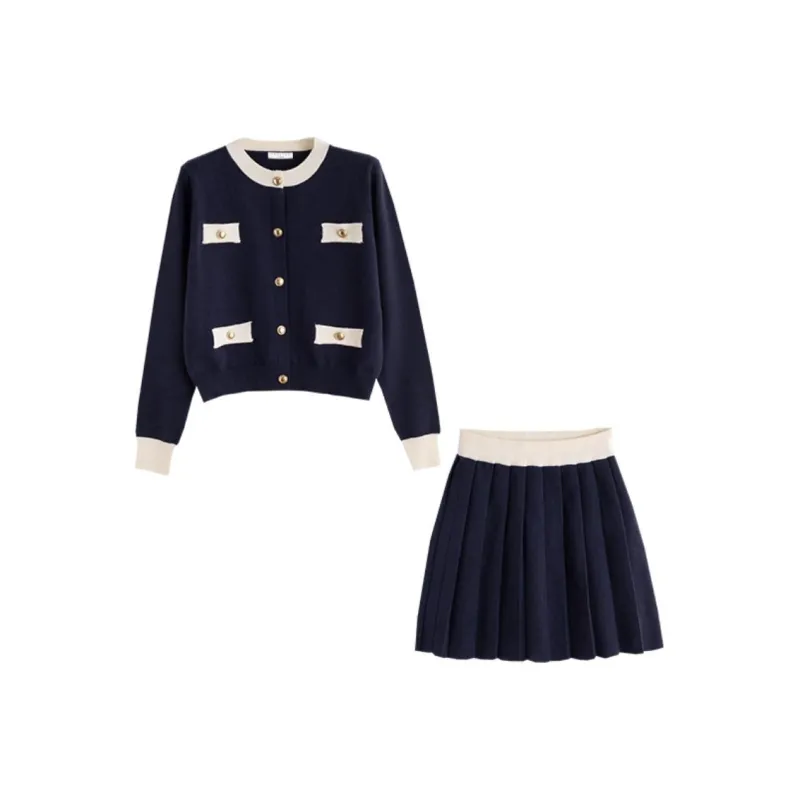 Tonlion Skirt Set Women's Navy Blue-0