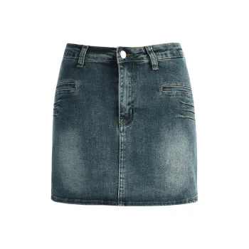 Rose SS24 Denim Short Skirts Women's Vintage Blue