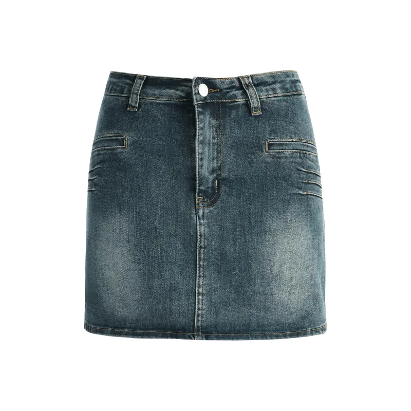 Rose SS24 Denim Short Skirts Women's Vintage Blue-0