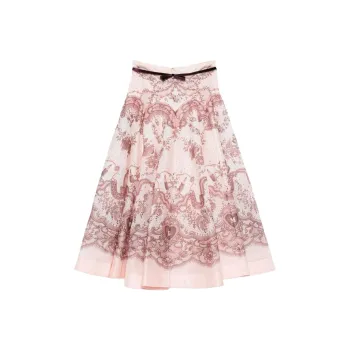 Zimmermann Crush Flared Midi Skirt