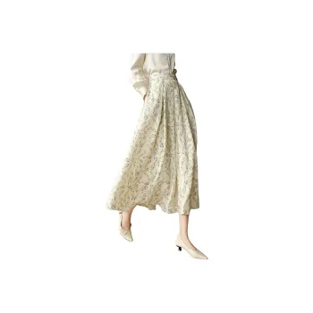 Late White Casual Long Skirt Women's Multicolor