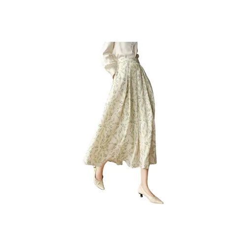 Late White Casual Long Skirt Women's Multicolor