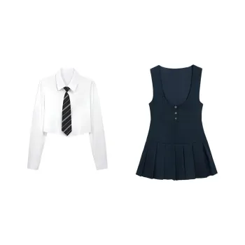 DOSOHEB Skirt Set Women's White/Black