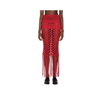 LANEUS Casual Long Skirt Women's Red