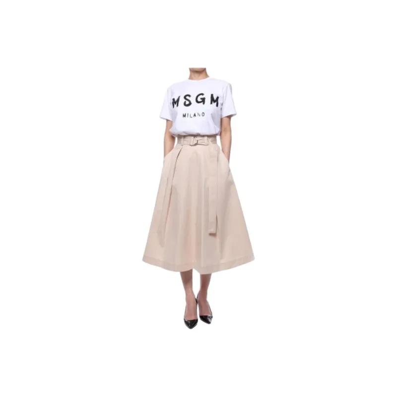 MSGM Casual Long Skirt Women's Beige-0
