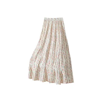 TOUCH Casual Long Skirts Women's Beige Base With Floral Pattern