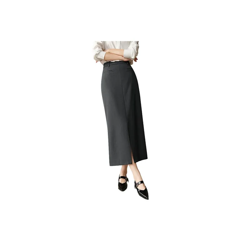 Late White Casual Long Skirts Women's-0