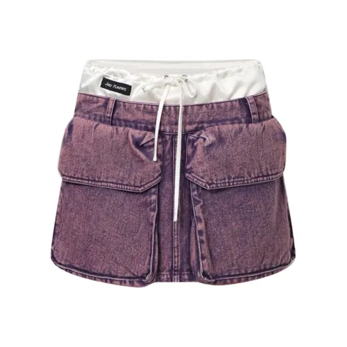 JAC FLEURANT Denim Short Skirts Women's Purple