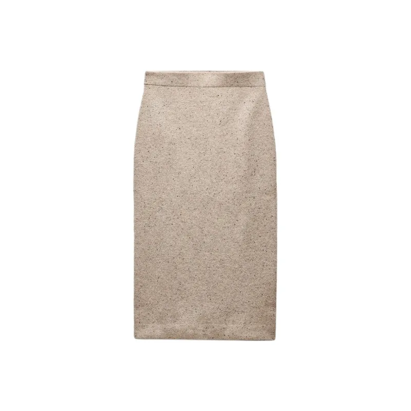 ZARA Casual Long Skirts Women's Beige-0