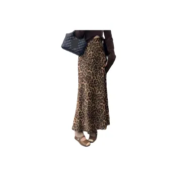 Wbwq Casual Long Skirt Women's Leopard Print