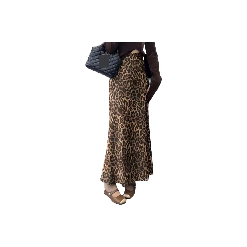 Wbwq Casual Long Skirt Women's Leopard Print-0