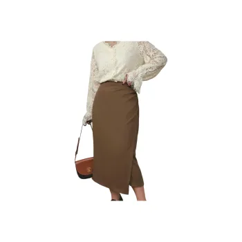 DAMABAIFENBAI Casual Long Skirts Women's Coffee