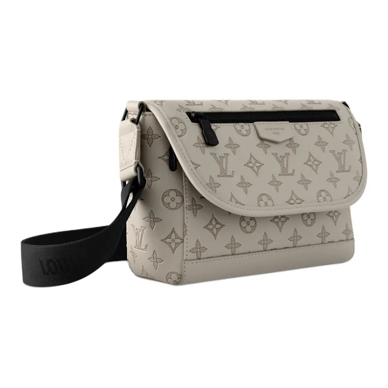 LOUIS VUITTON Pulse Embossed Calfskin Crossbody Bag, Shoulder Bag Men's Gray-1
