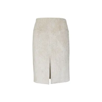 SIQIZ Casual Long Skirts Women's Ecru