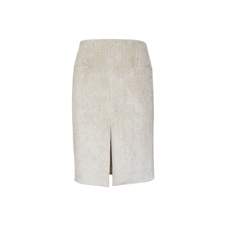 SIQIZ Casual Long Skirts Women's Ecru-0