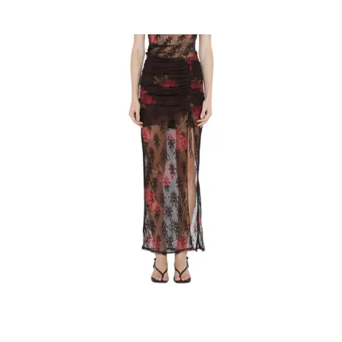 BEC+BRIDGE DESERT ROSE RUCHED SKIRT Casual Long Skirt Women's CHOC FLORAL/Chocolate Potpourri