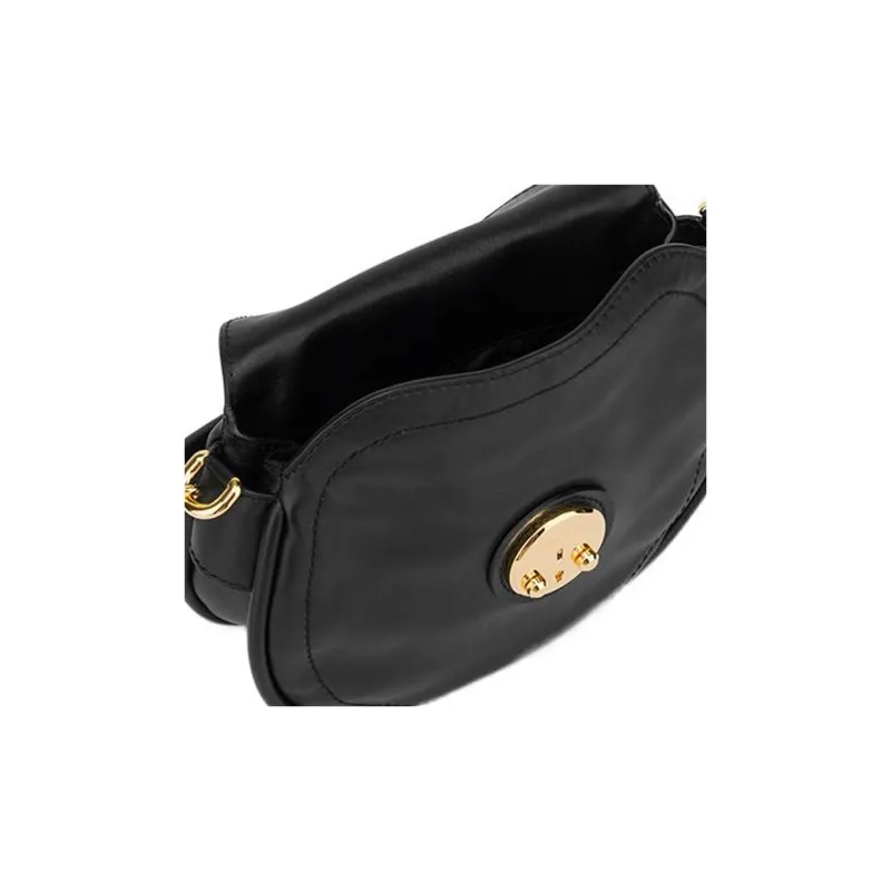MOSCHINO Teddy Cow Leather Hobo Bag, Shoulder Bag, Handbag Small Size Women's Black-4