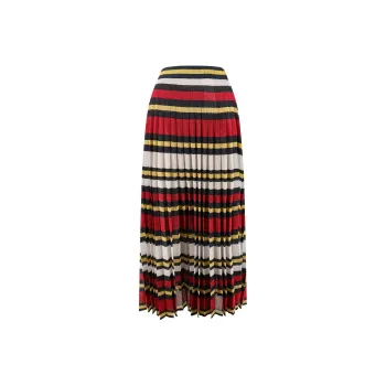 GUCCI Striped Pleated Midi Skirt