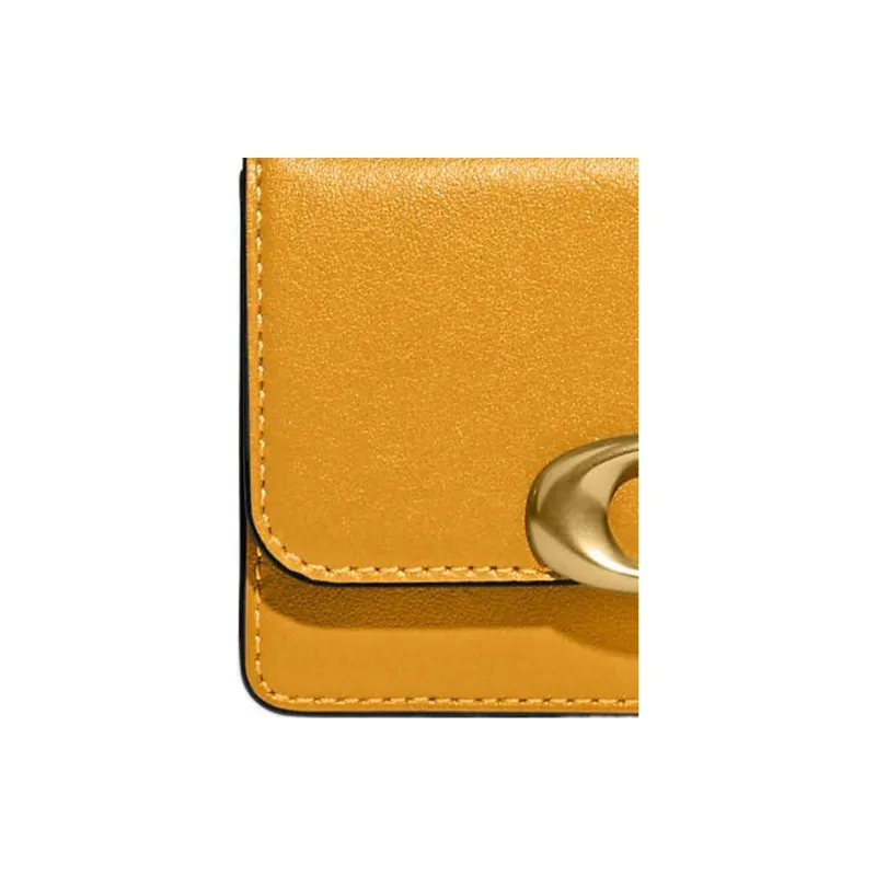 COACH Bandit Calfskin Coin Purses Wallets Mini Women's Yellow-2