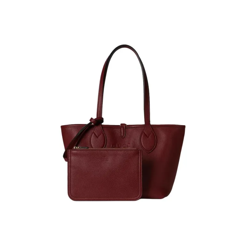 GUCCI Grain Leather With GG Canvas Tote Bag, Shopping Bag, One Shoulder Bag, Shoulder Bag Small Size Women's Umber Red-1
